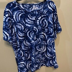 Westbound Navy and White Swirl Short Sleeve Top